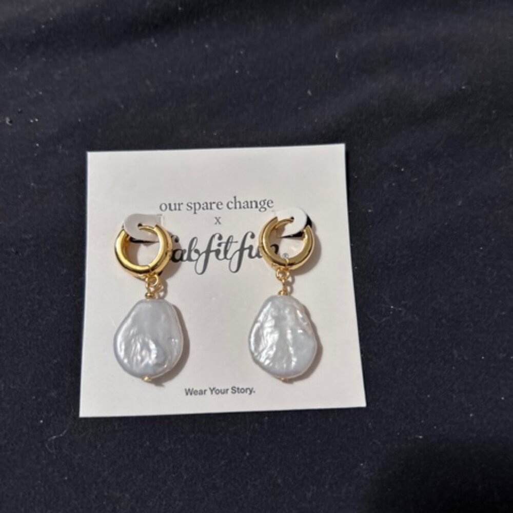 Our Spare Change Gold and White Pearl Earrings - NWT